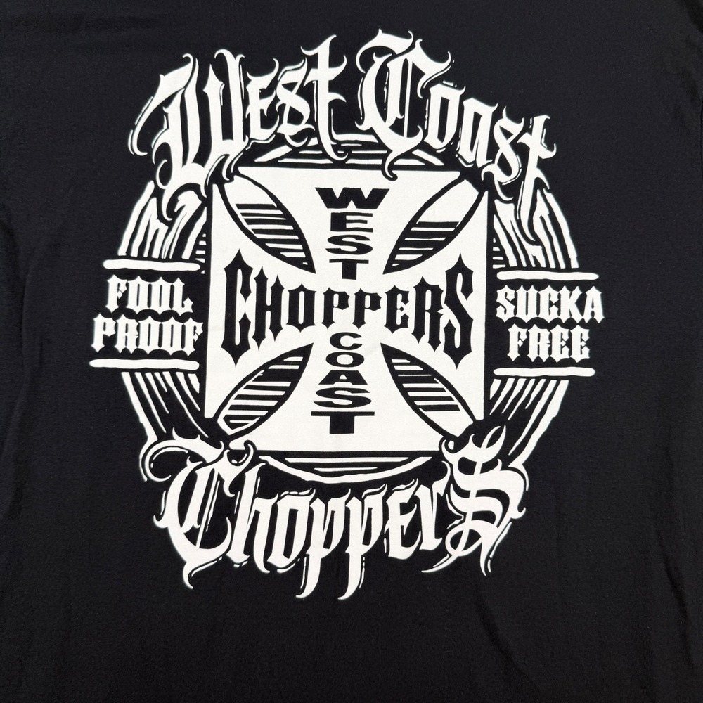 West Coast Choppers T Shirt Mens Large Black Fool Proof Sucka Free Jesse James